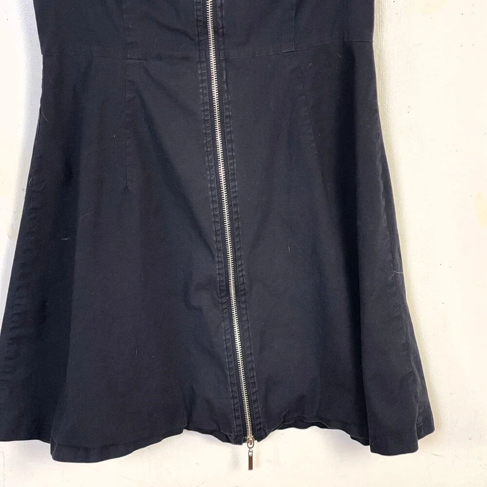 Sourpuss Clothing Y2K Black Cat Cap Sleeve Collared Zip Up Shirt Dress Large - Picture 8 of 12